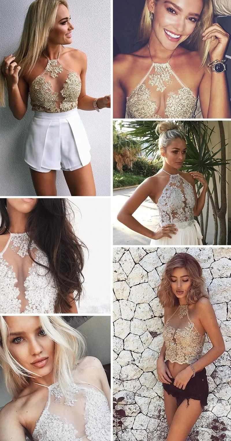 Gold Lace Crop Top