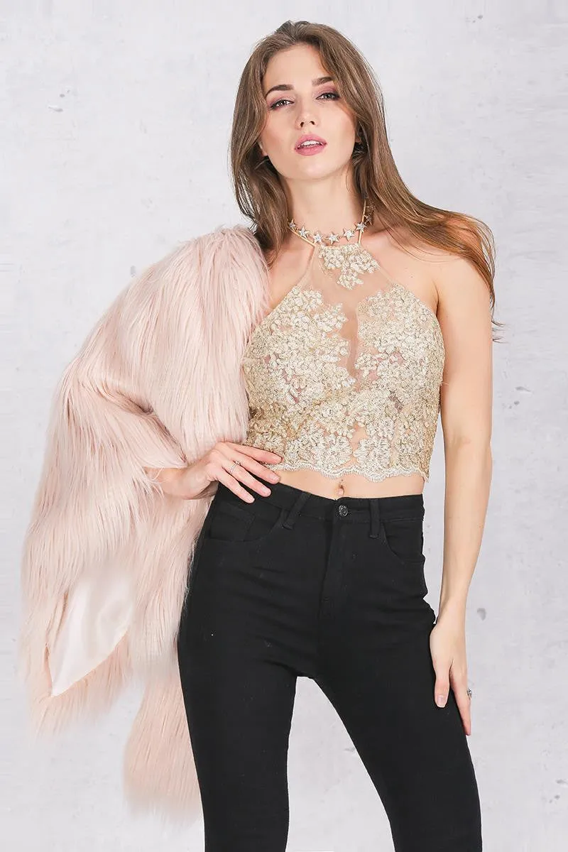 Gold Lace Crop Top