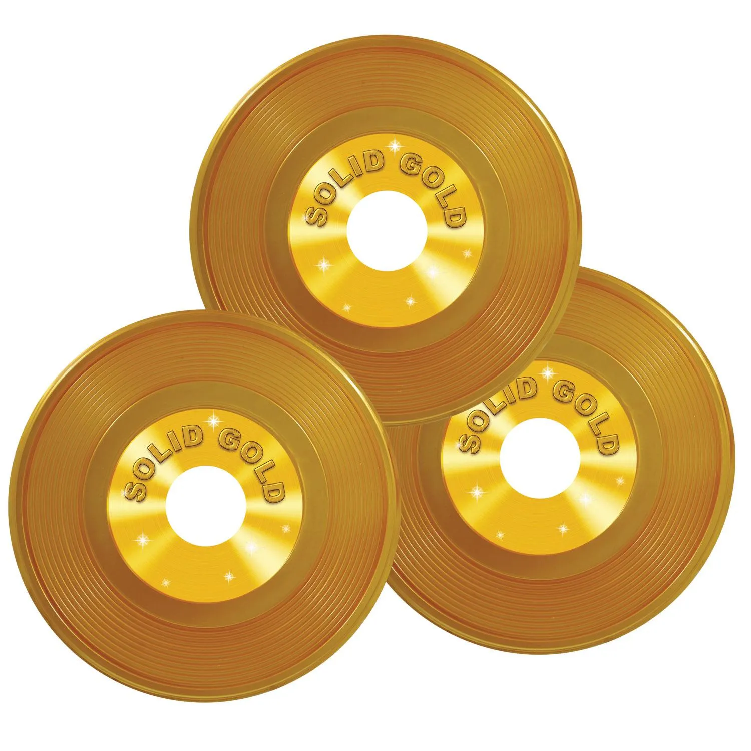 Gold Plastic Records Party Decoration (3 per Package)