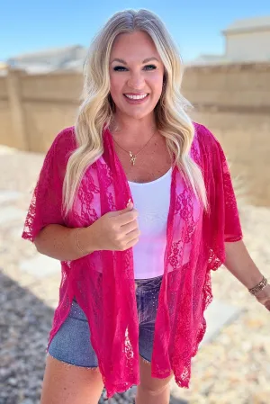 Good Days in Summer Lace Kimono- Fuchsia