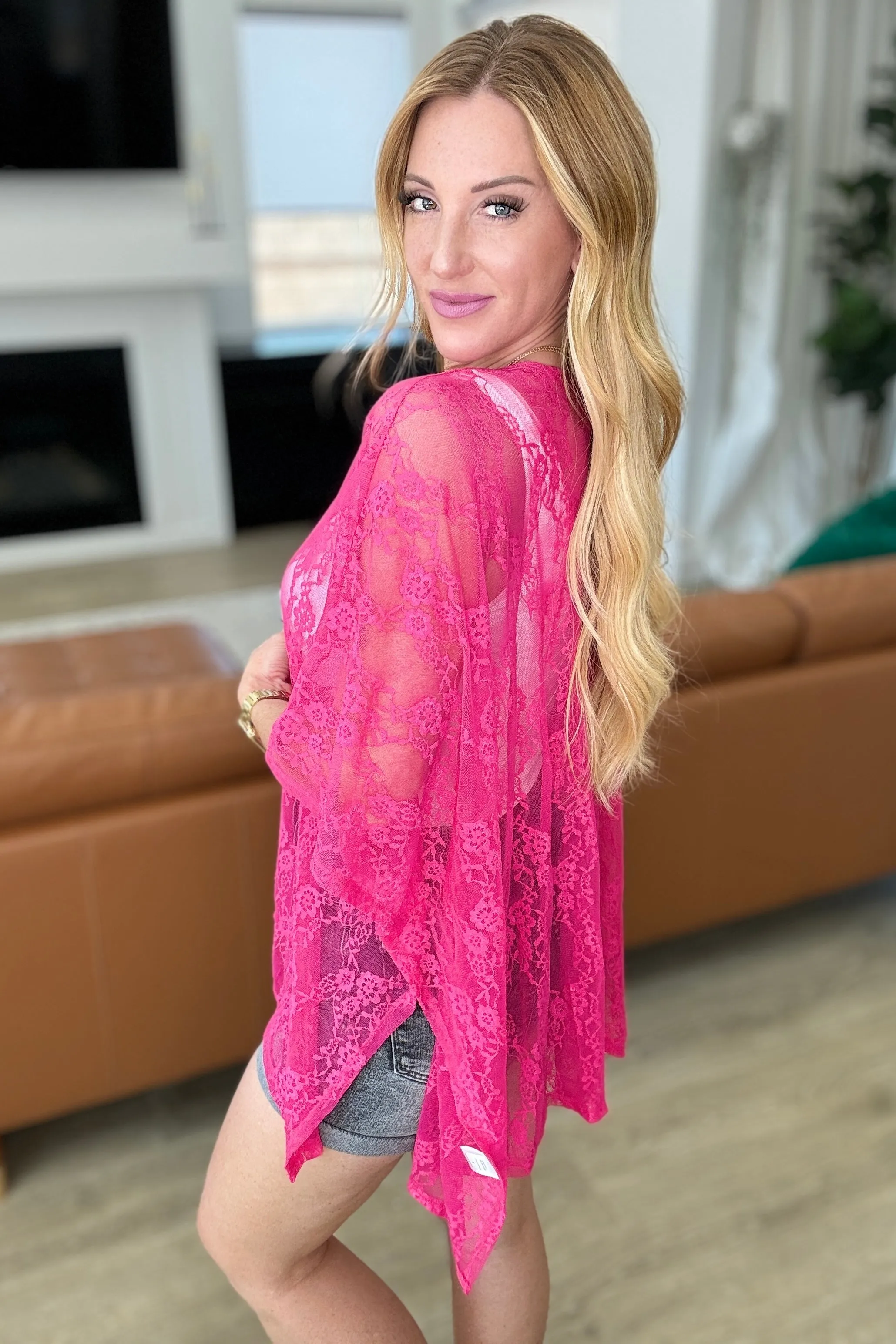 Good Days in Summer Lace Kimono- Fuchsia