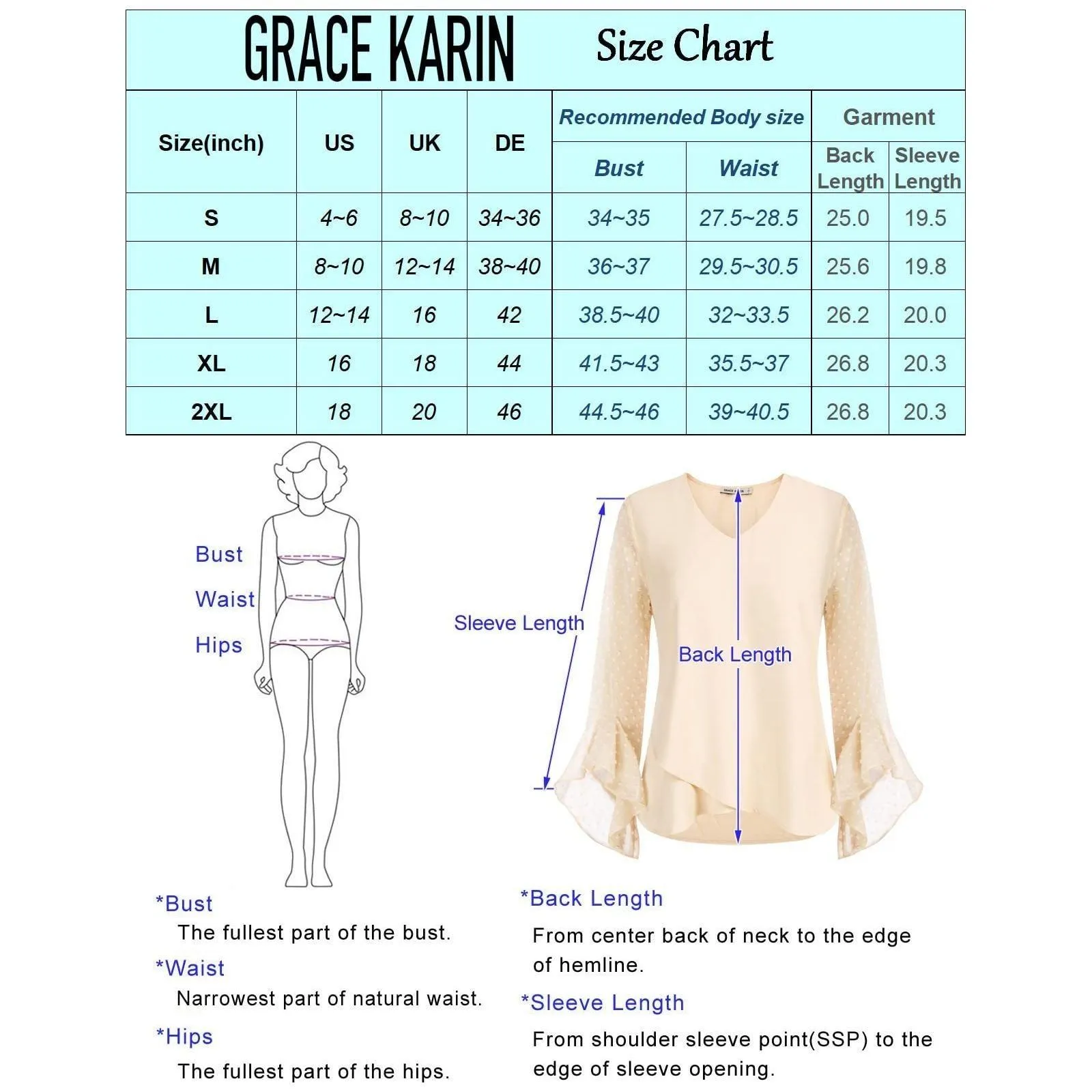 GRACE KARIN Womens Summer Dressy Tops Casual Chiffon Blouse Swiss Dot Ruffle Sleeve Shirts Loose Flowy Work Top