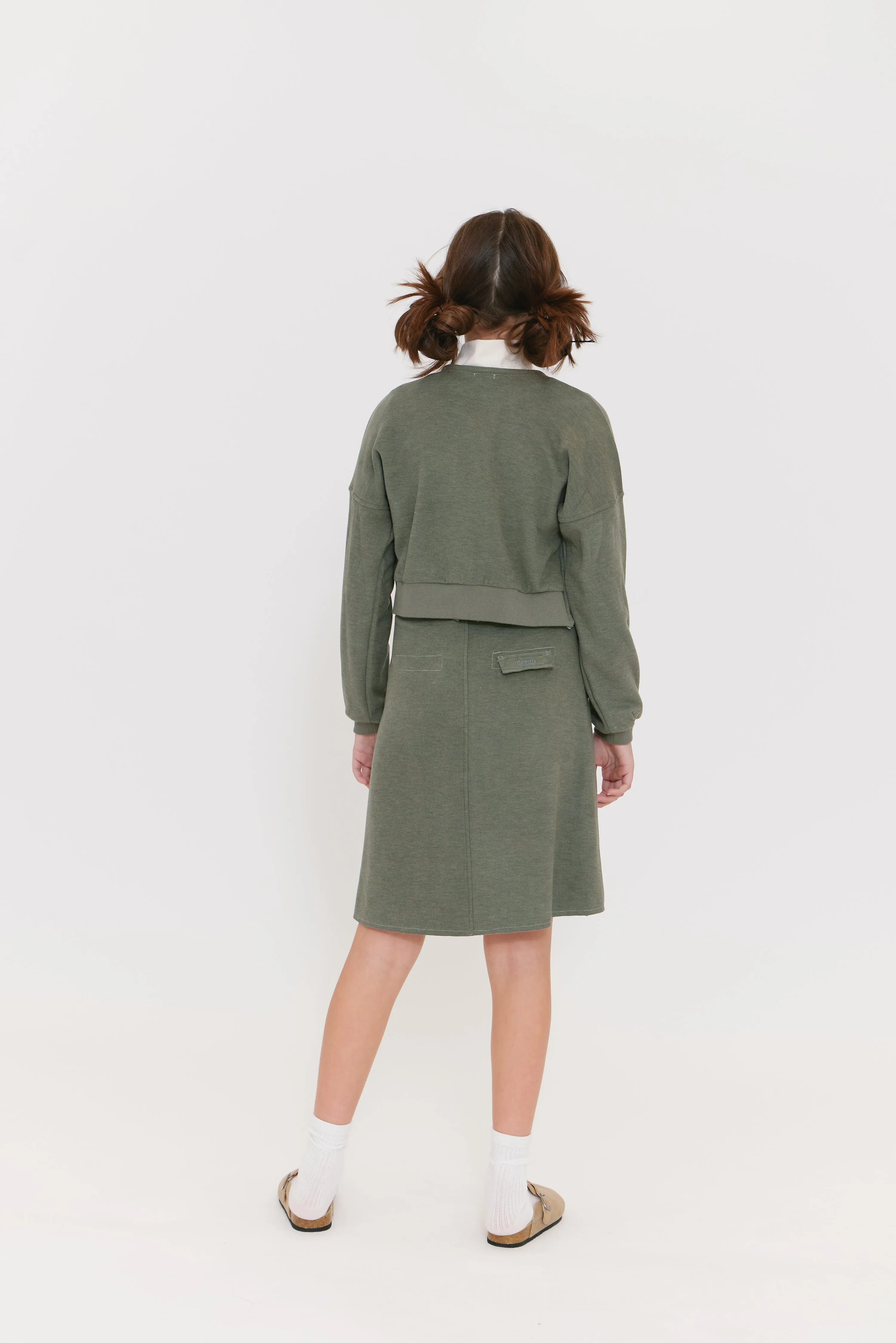 Green fleece skirt by Crew Basics