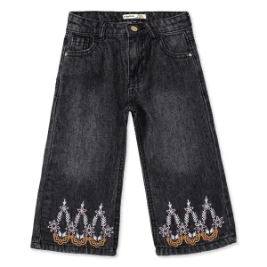 Grey Girls' Bell-Bottom Jeans