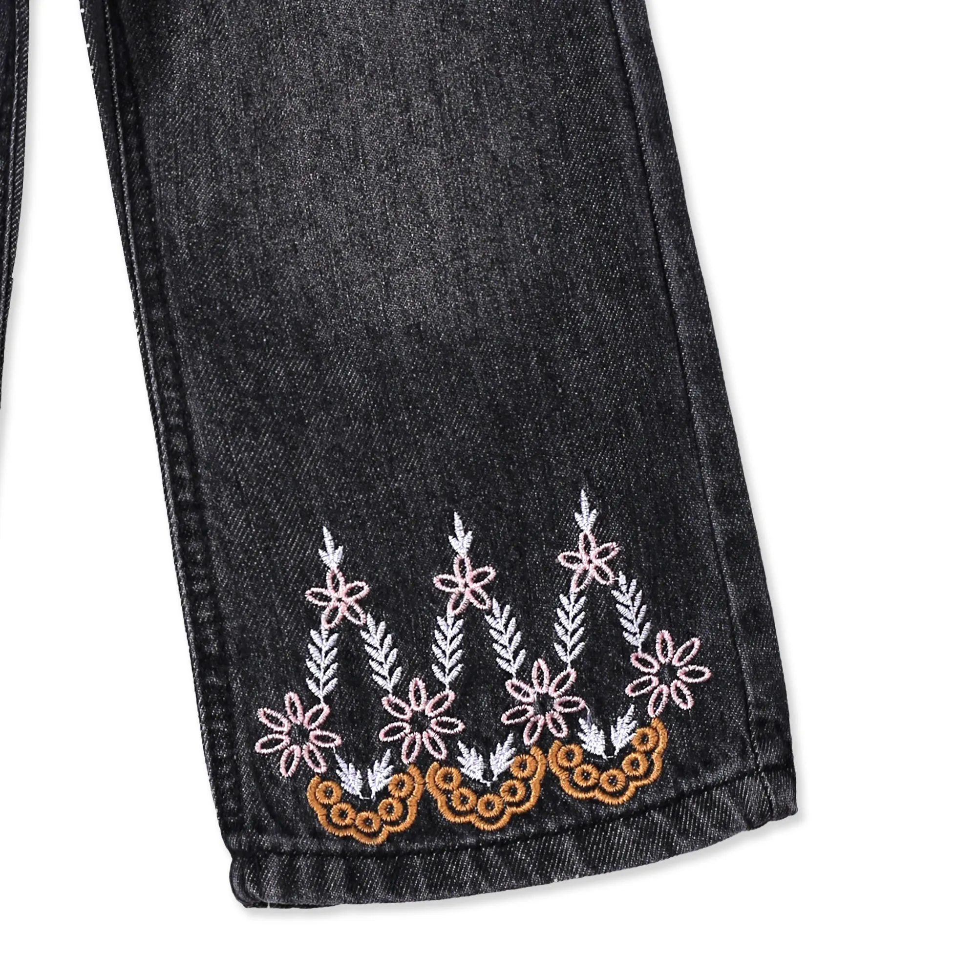 Grey Girls' Bell-Bottom Jeans