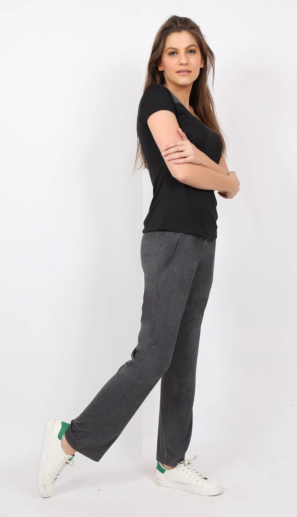 Grey Melange Bell Bottoms