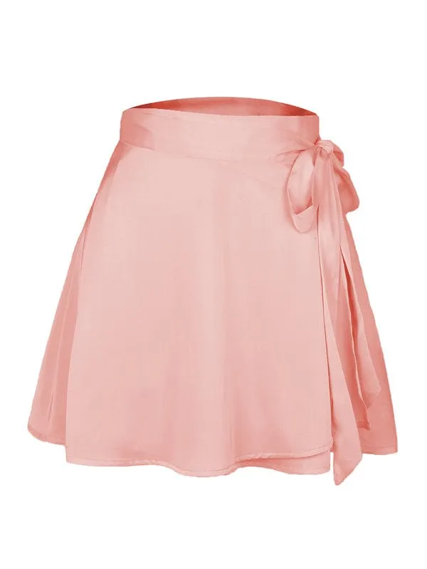 GYPSY GIRL - High Waist Tie Satin Wrap Skirt