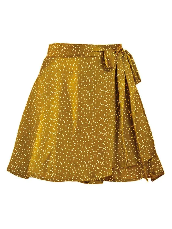 GYPSY GIRL - High Waist Tie Satin Wrap Skirt