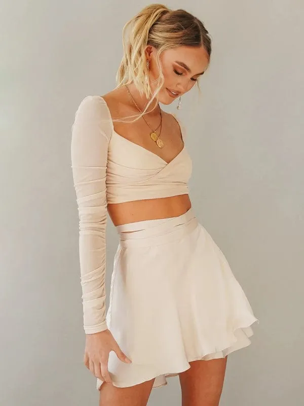 GYPSY GIRL - High Waist Tie Satin Wrap Skirt