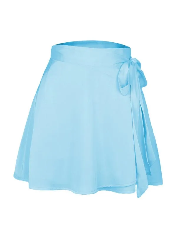 GYPSY GIRL - High Waist Tie Satin Wrap Skirt