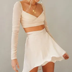 GYPSY GIRL - High Waist Tie Satin Wrap Skirt