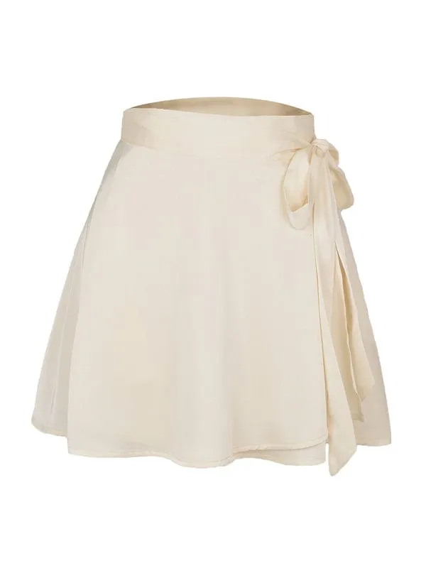 GYPSY GIRL - High Waist Tie Satin Wrap Skirt