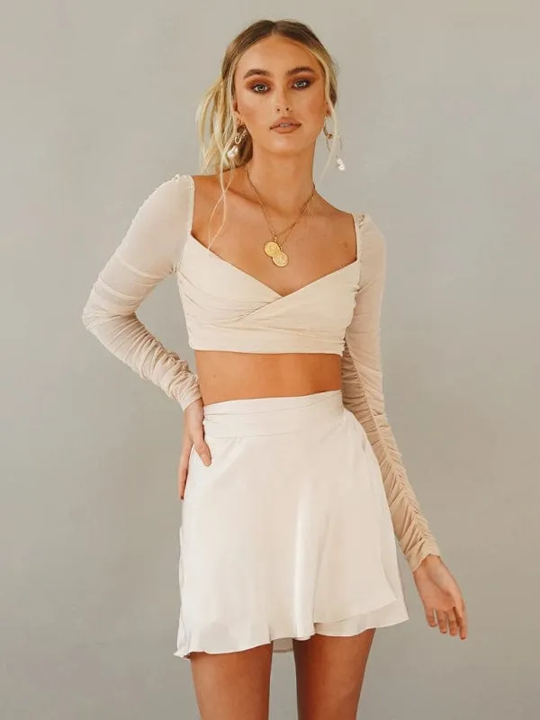 GYPSY GIRL - High Waist Tie Satin Wrap Skirt