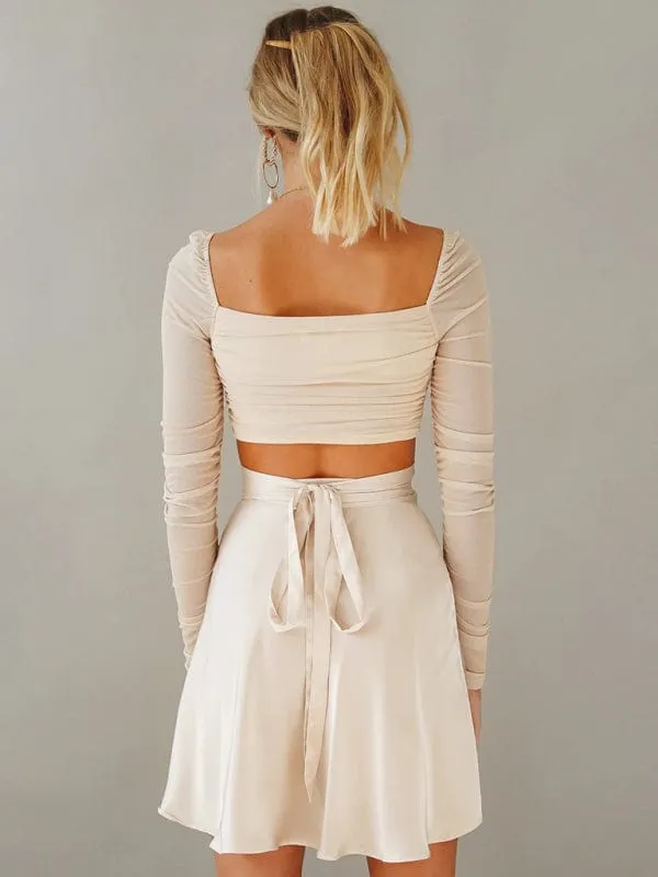 GYPSY GIRL - High Waist Tie Satin Wrap Skirt