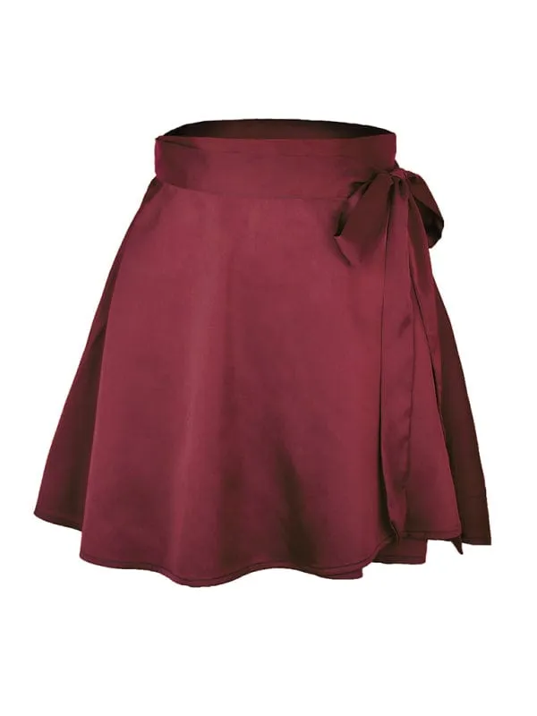 GYPSY GIRL - High Waist Tie Satin Wrap Skirt
