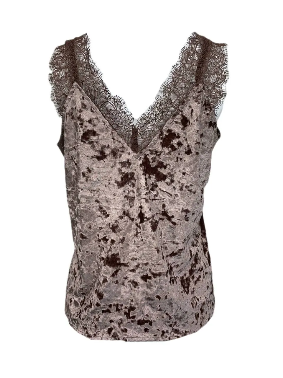 HEARTLOOM Women's Tan Lace Velvet Cami Top Size S NWOT