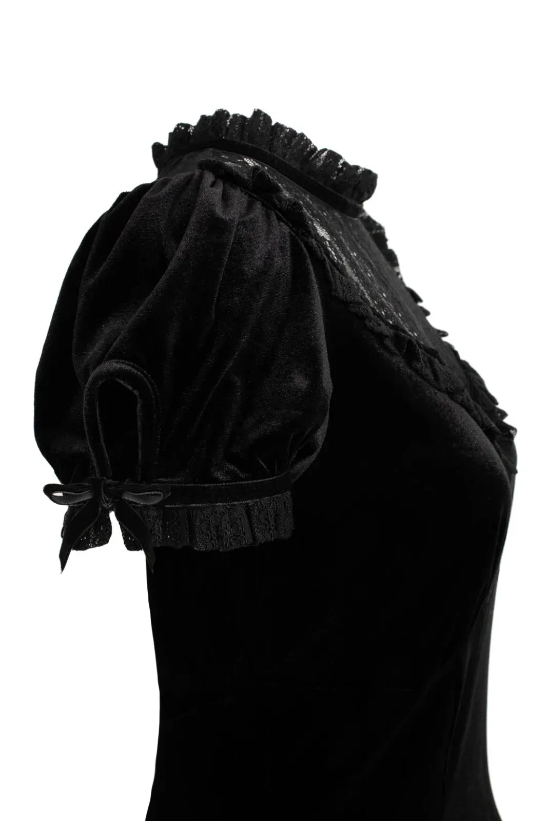 Hell Bunny Mourning Dress - Gothic Black & Velvet Lace Detail