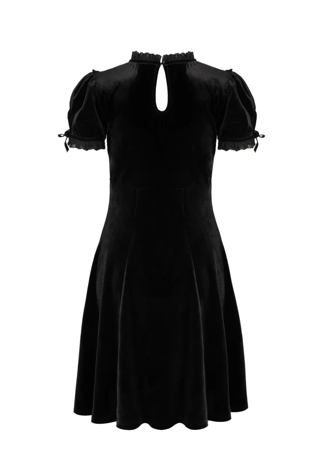 Hell Bunny Mourning Dress - Gothic Black & Velvet Lace Detail
