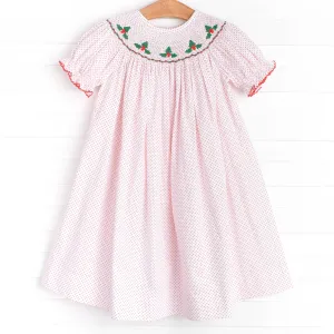 Holly Jolly Smocked Bishop Dress, Red