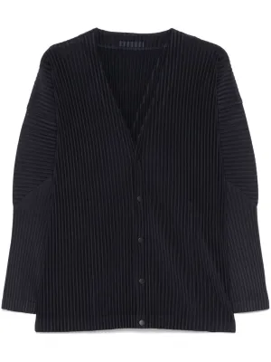 Homme Plisse 'issey Miyake Pleated V Necked Cardigan