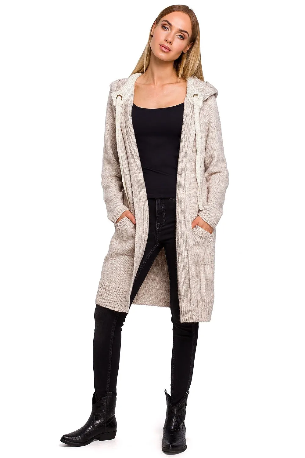 Hooded Strappy Cardigan Elegance