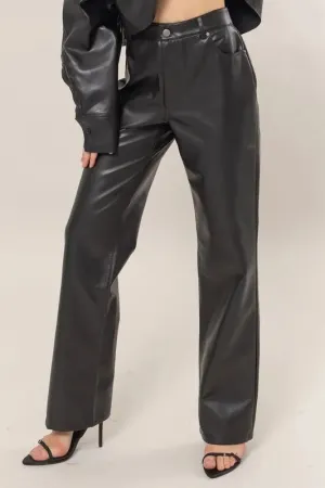 HYFVE PU High Waist Straight Pants