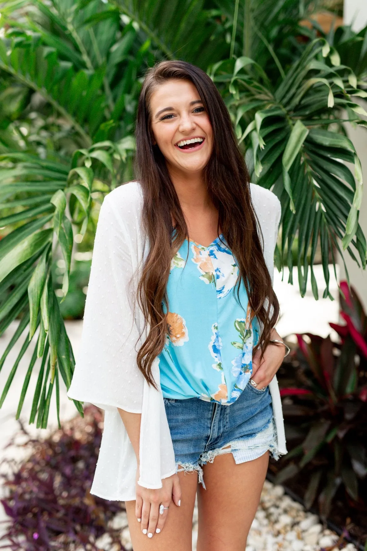 In The Breeze Bell Sleeve Kimono- Off White