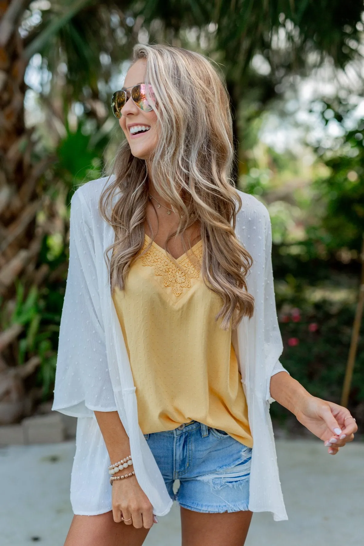 In The Breeze Bell Sleeve Kimono- Off White