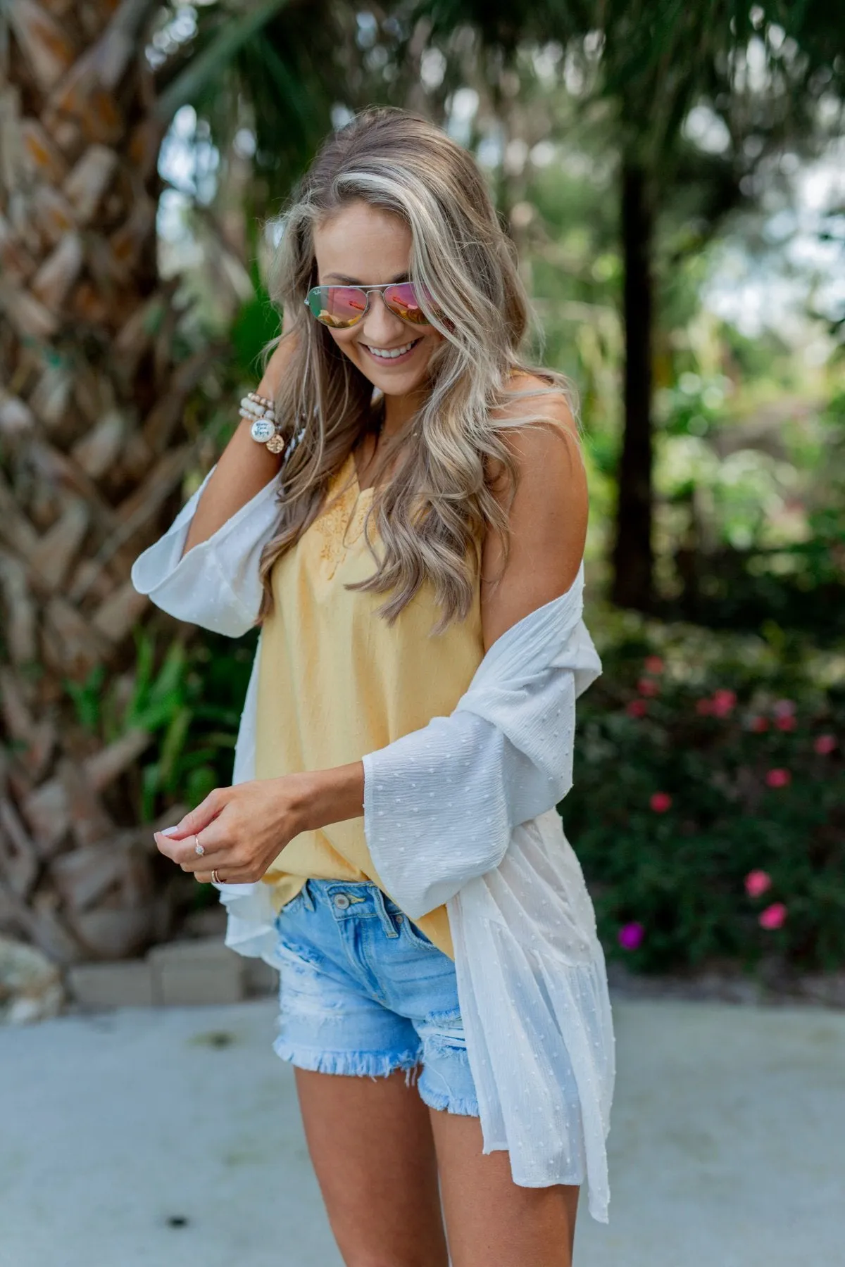 In The Breeze Bell Sleeve Kimono- Off White