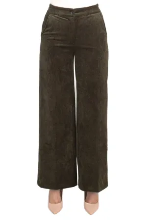 Industry elastic mid waist button and zip closure straight leg corduroy pant with pockets