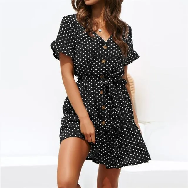 Irena® | Short Sleeve Dress With Polka Dot