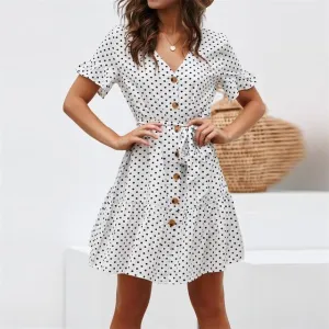 Irena® | Short Sleeve Dress With Polka Dot