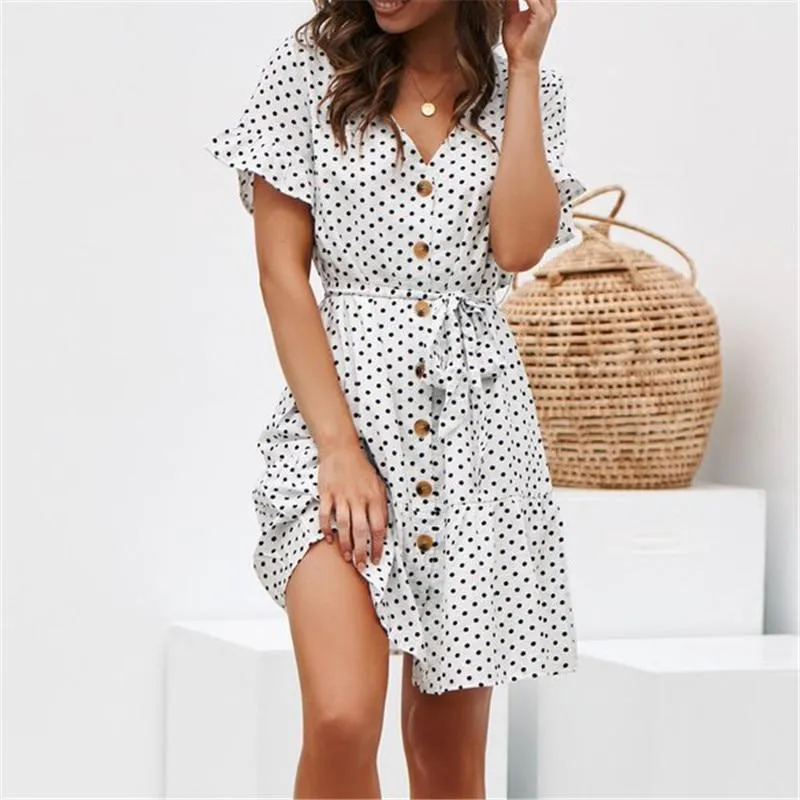 Irena® | Short Sleeve Dress With Polka Dot