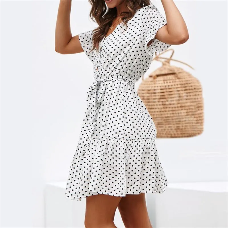 Irena® | Short Sleeve Dress With Polka Dot