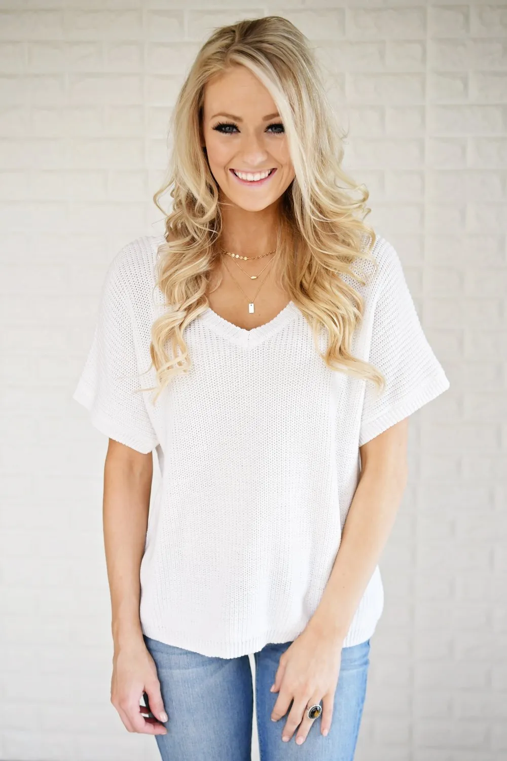Ivory Back Lace Knit Top