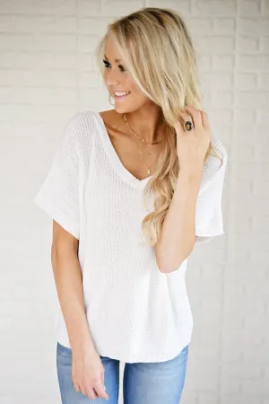 Ivory Back Lace Knit Top