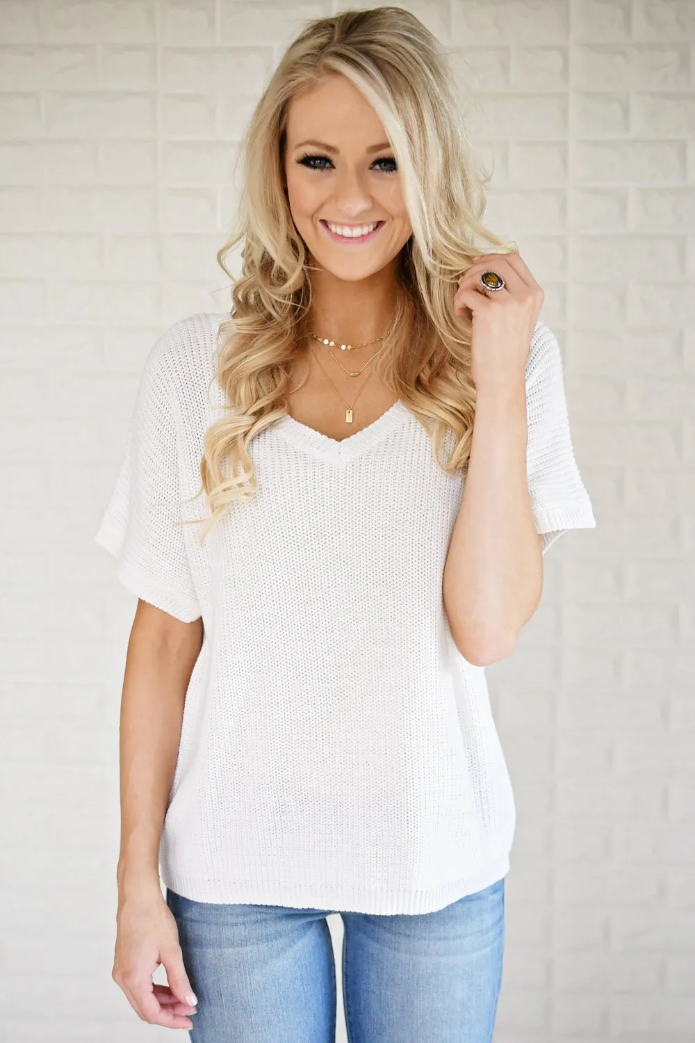 Ivory Back Lace Knit Top