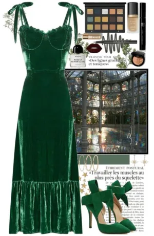 JazzHer Pretty A line Spaghetti Straps Green Velvet Long Evening Dress Prom Dresses (PRE-ORDER)