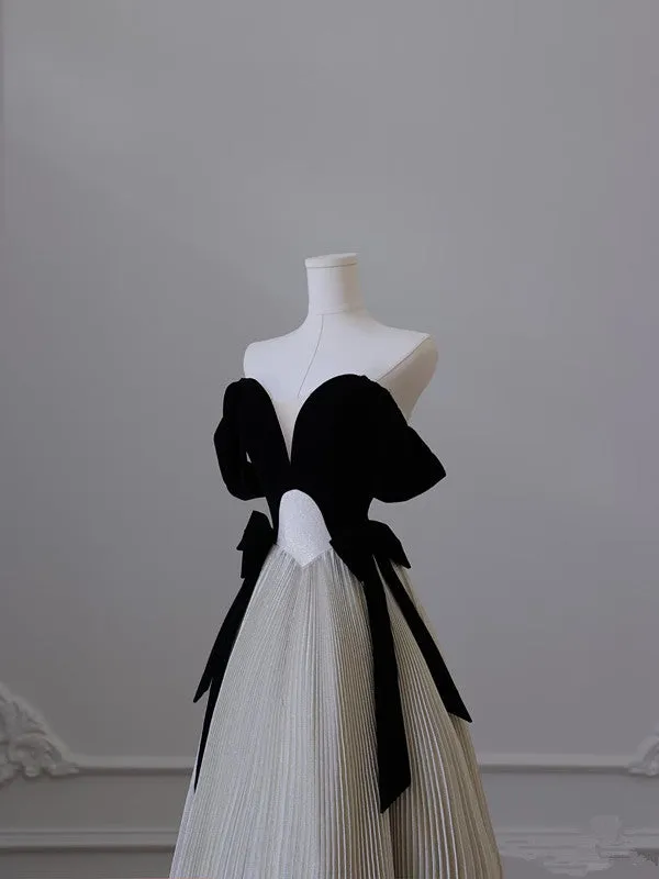 JazzHer Pretty Ball Gown Off The Shoulder Black Velvet Long Prom Dresses Party Evening Dress (PRE-ORDER)