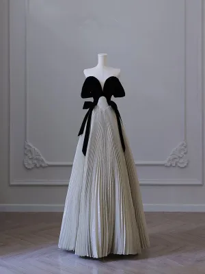 JazzHer Pretty Ball Gown Off The Shoulder Black Velvet Long Prom Dresses Party Evening Dress (PRE-ORDER)
