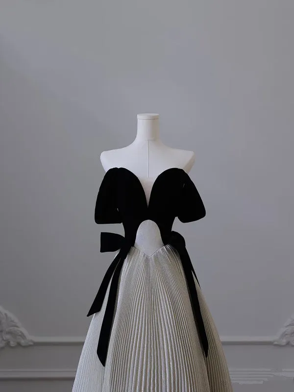JazzHer Pretty Ball Gown Off The Shoulder Black Velvet Long Prom Dresses Party Evening Dress (PRE-ORDER)