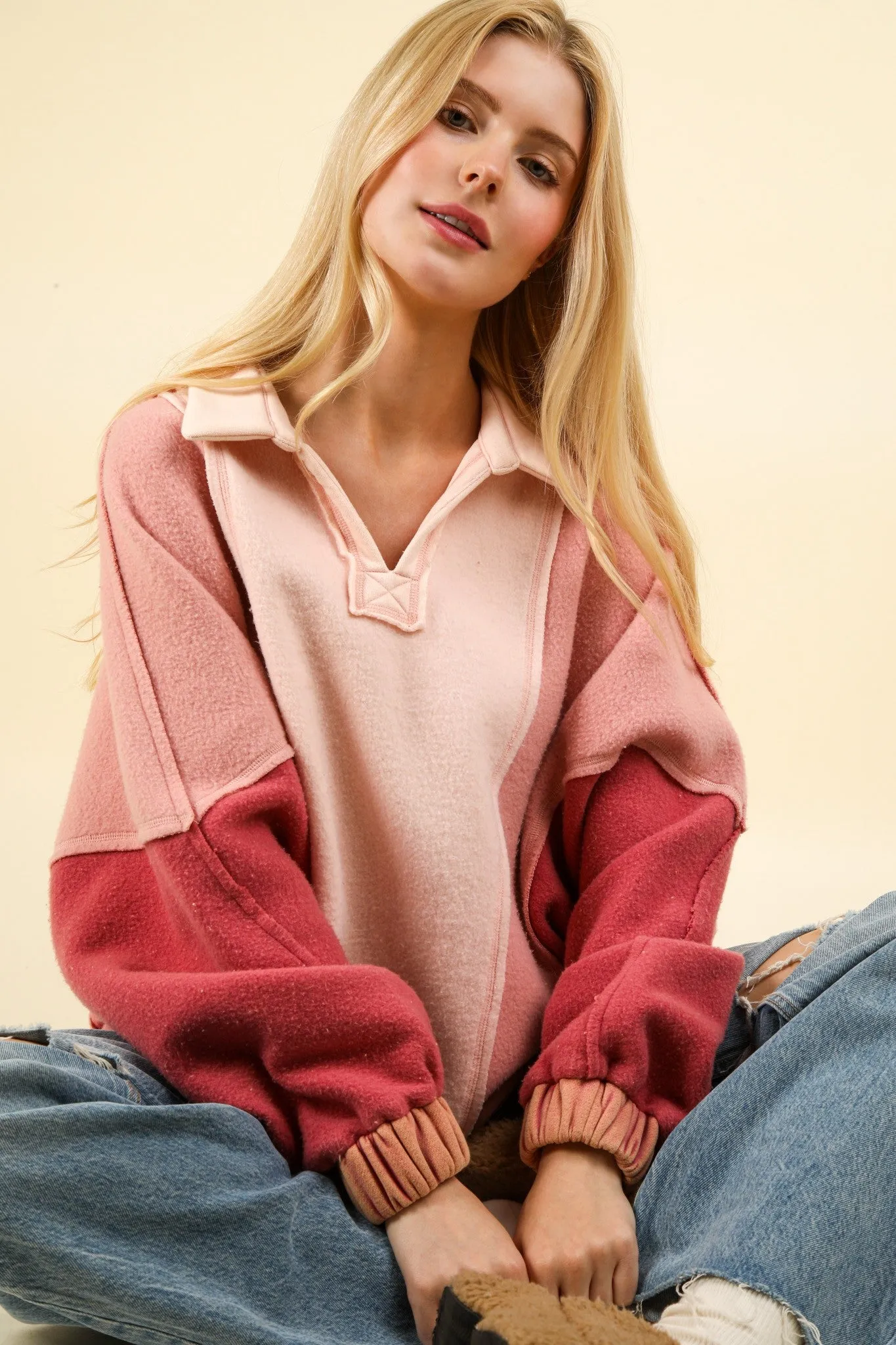 Jolene- Color Block French Terry Top