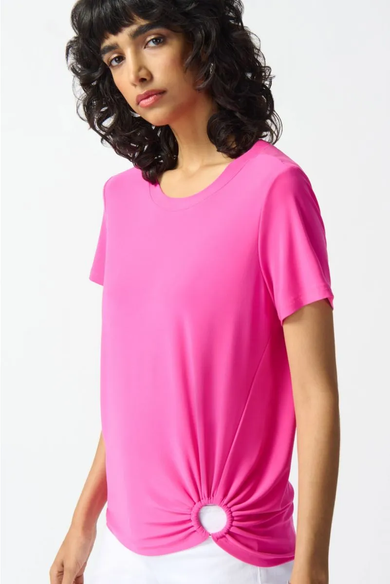 Joseph Ribkoff Ruched Ring Detail Short Sleeve Crew Neck Top 242199