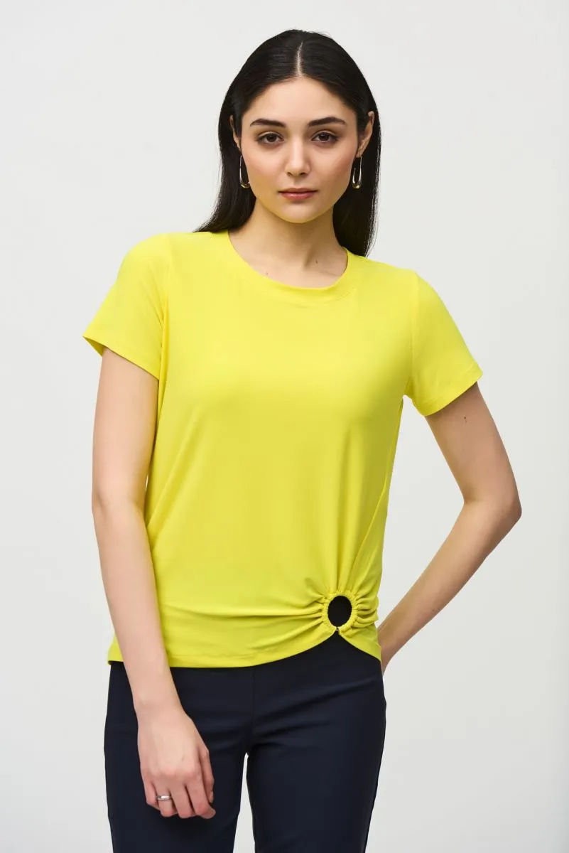 Joseph Ribkoff Ruched Ring Detail Short Sleeve Crew Neck Top 242199