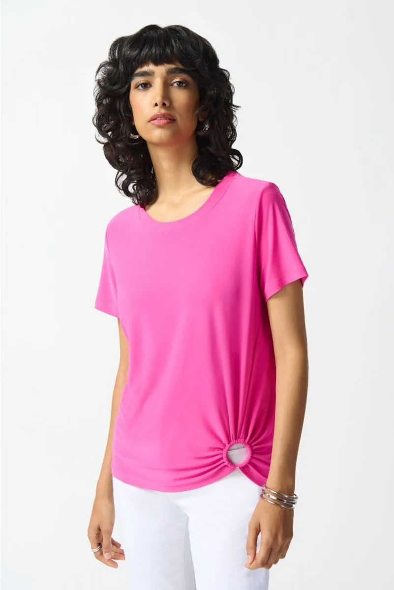 Joseph Ribkoff Ruched Ring Detail Short Sleeve Crew Neck Top 242199