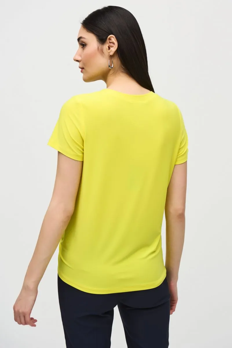 Joseph Ribkoff Ruched Ring Detail Short Sleeve Crew Neck Top 242199