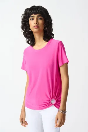Joseph Ribkoff Ruched Ring Detail Short Sleeve Crew Neck Top 242199
