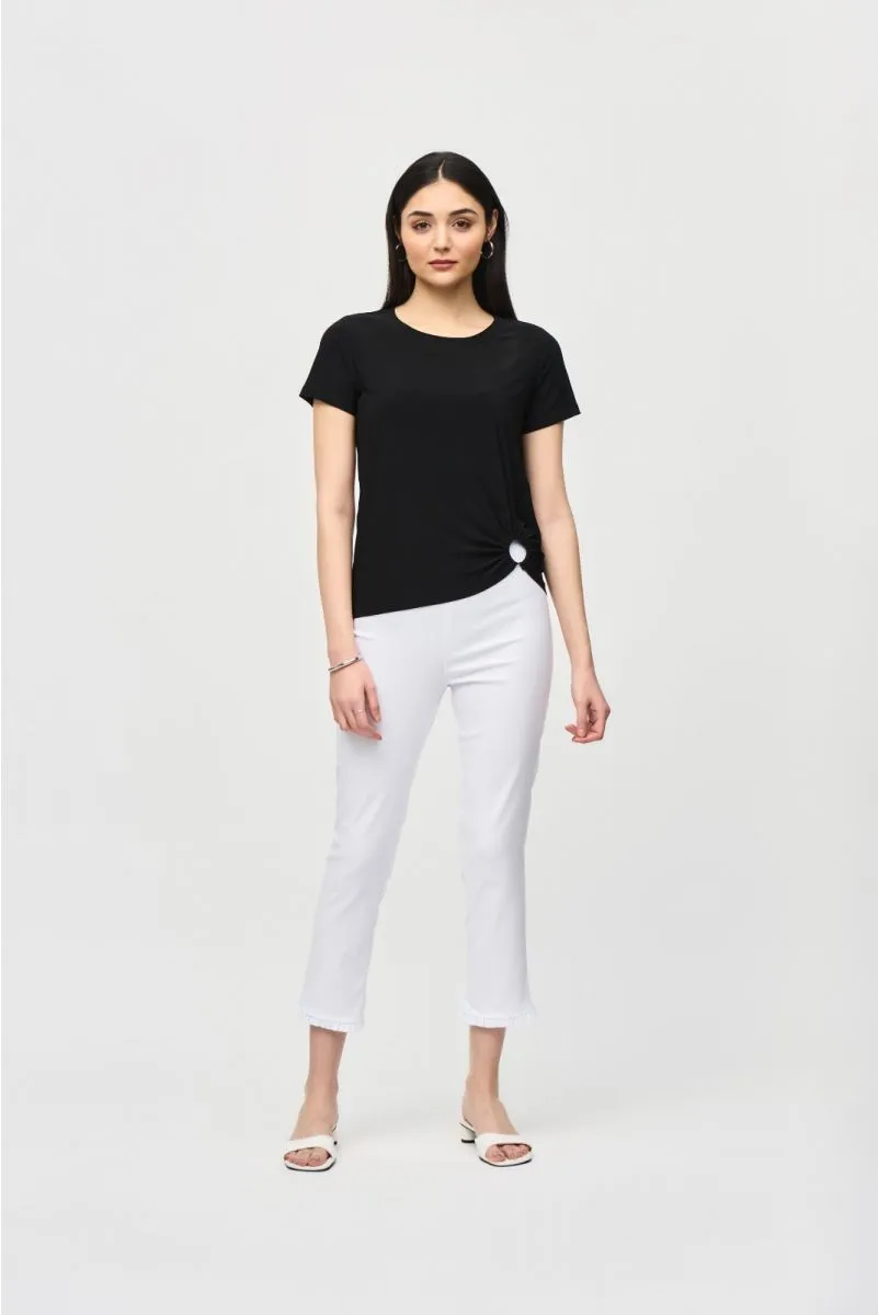 Joseph Ribkoff Ruched Ring Detail Short Sleeve Crew Neck Top 242199