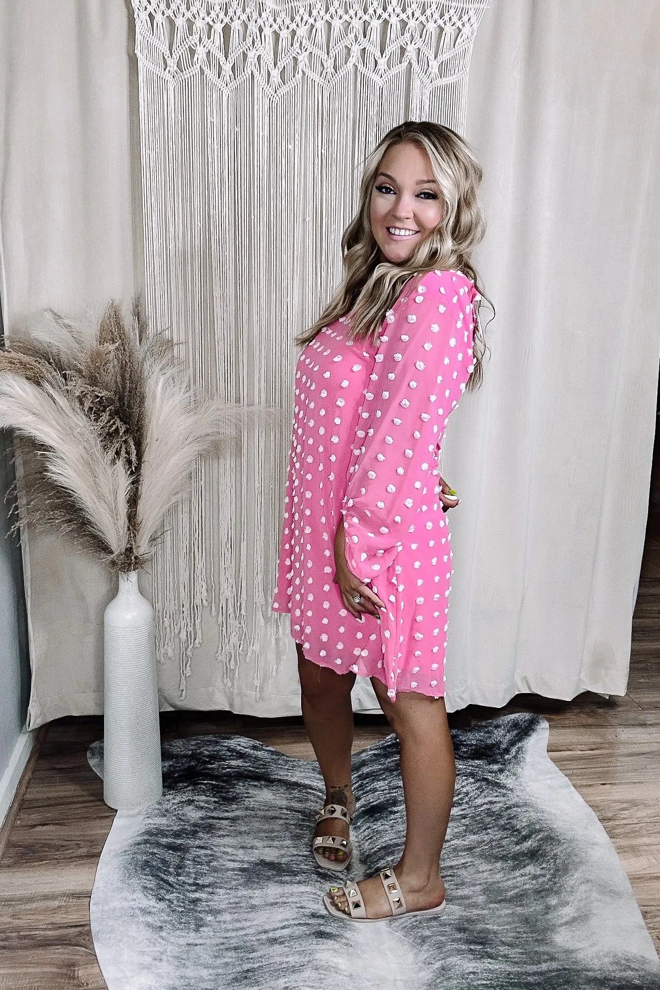 Josie Swiss Dot Bubble Sleeve Dress