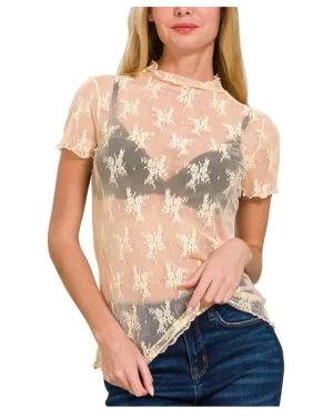 Just Looking Lace Top Nude